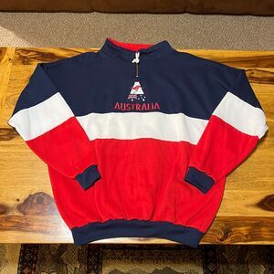 NWT Kanley Australia Quarter Zip Sweatshirt Red White Blue Made in Australia XXL
